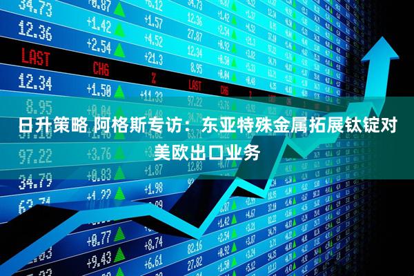 日升策略 阿格斯专访：东亚特殊金属拓展钛锭对美欧出口业务